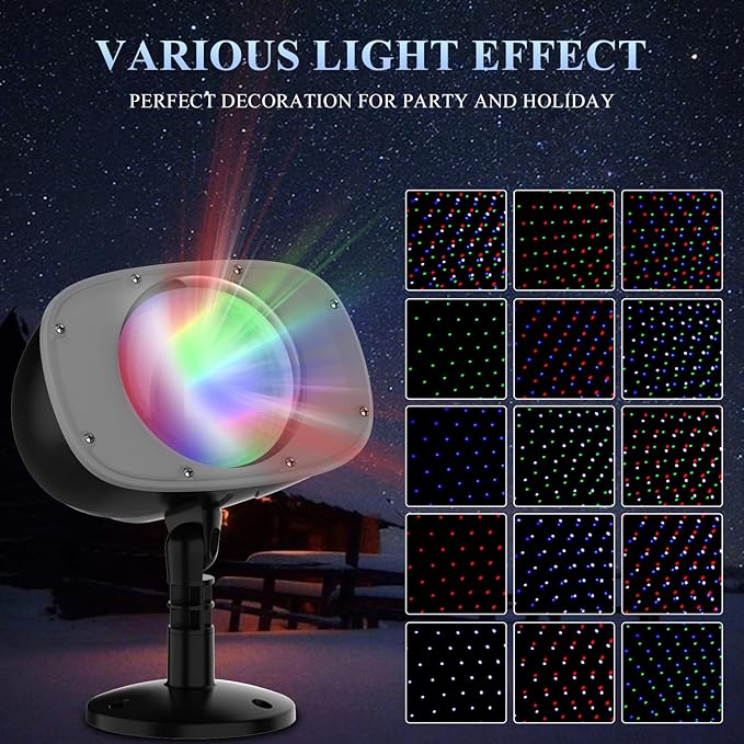 Christmas Snowfall Projector Lights Outdoor, Dynamic Snow Falling Lighting Effects Holiday Projector Lights for Xmas Moving Points Landscape Lights for House, Garden Yard Club Pub Decorations