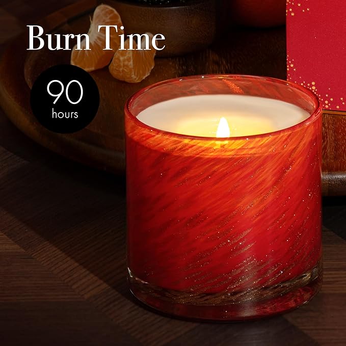 LAFCO New York Holiday Signature Candle, Absinthe Plum - 15.5 oz - 90-Hour Burn Time - Reusable, Hand Blown Glass Vessel - Made in The USA