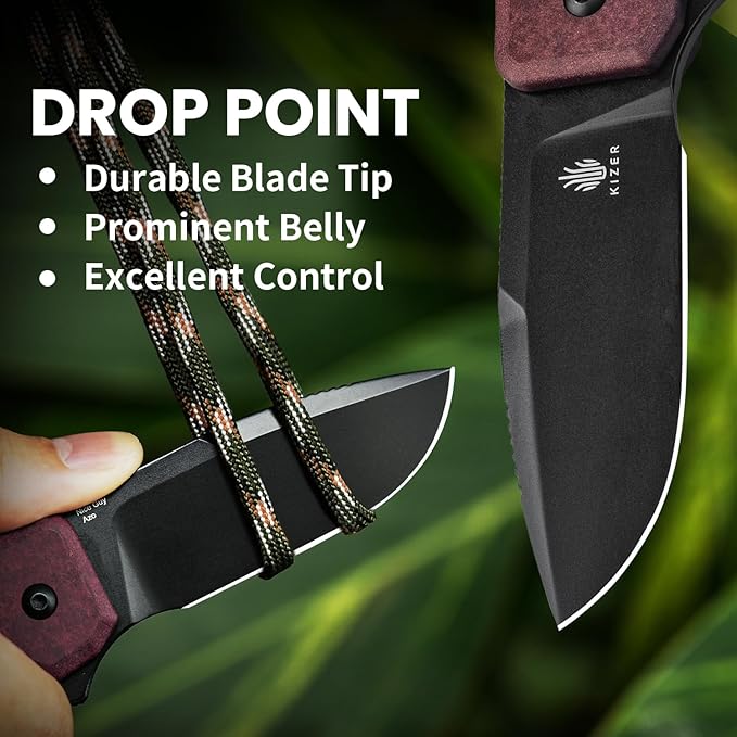 Kizer Nice Guy Pocket Folding Knife, 2.84" Nitro V Blade, Lightweight Sharp Camping and Hiking Tool, Comfort Richlite Handle, Liner Lock Flipper V3011A4
