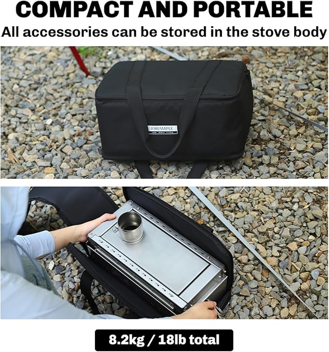 Fire-Maple Antarcti Tabletop Stove, Outdoor Wood Burning Stove, Portable with Chimney Pipe for Cooking and Camping