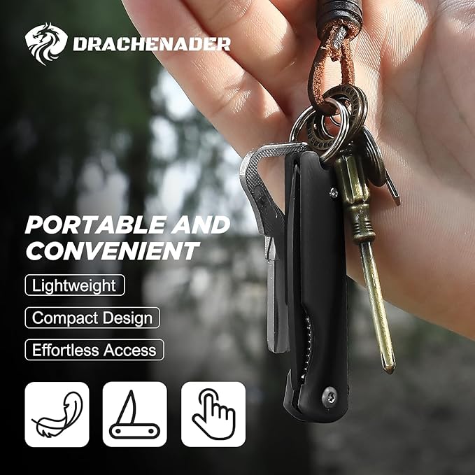 Small Pocket Knife, 4.96" EDC Mini Folding Knives 2" Drop Point Blade 5Cr13MoV Stainless Steel, Compact Tool, Gifts for Men Dad for Everyday Carry, Full Black