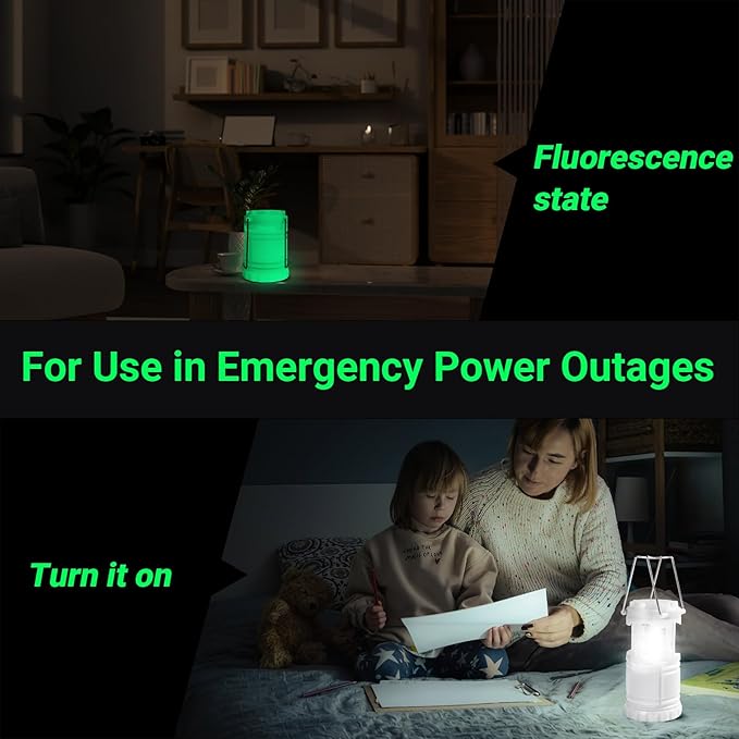KUNHE LED 60 Pack Glow-in-The-Dark Camping Lanterns Battery Powered (Includes 180 AA Alkaline Batteries) 350 Lumens IPX4 Water Resistant Lanterns for Power Outages Emergency Hurricane Storms