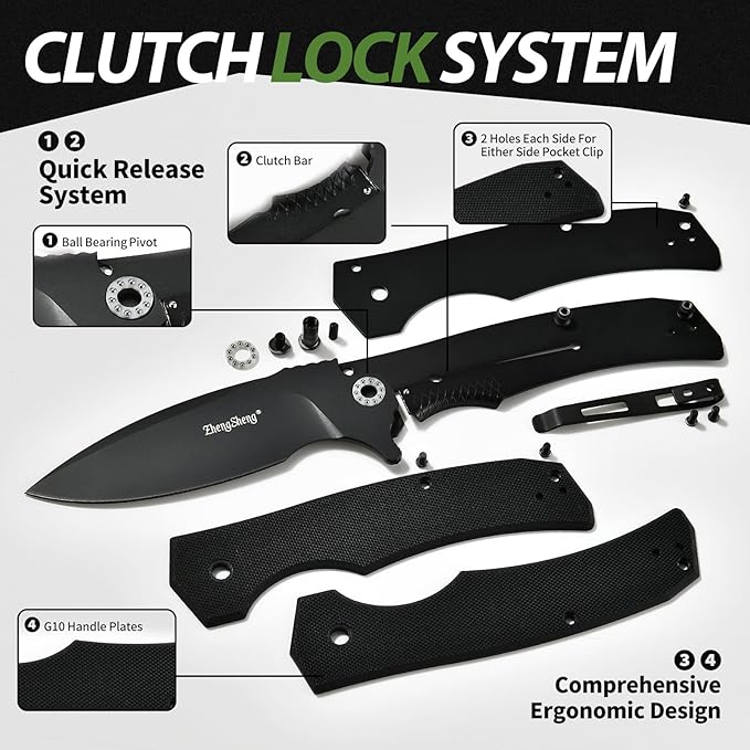 Praxis Folding Pocket Knife, 3.6" PVD Titanium Coating D2 Steel Blade Foldable Knife with G10 Handle Lightweight Camping Survival Hiking Knives