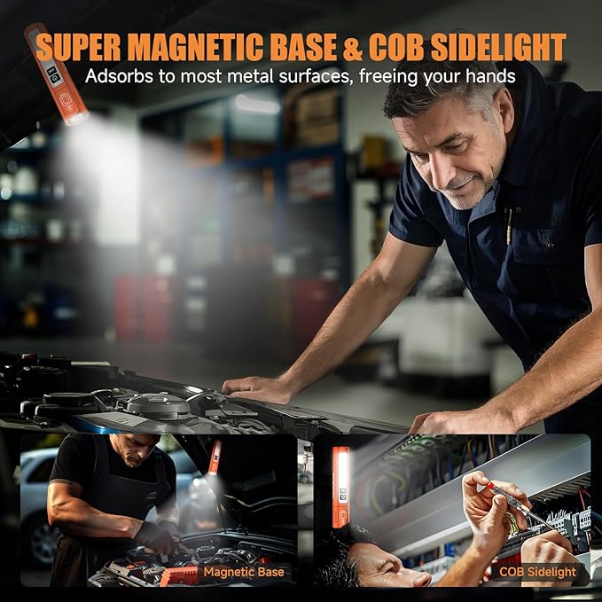 Rechargeable Tactical Flashlights High Lumens - Super Bright Small Powerful LED Magnetic USB C Flashlight, 8 Modes, Dual Button Waterproof Pocket Flash Light for Emergency, Car (2, Orange)