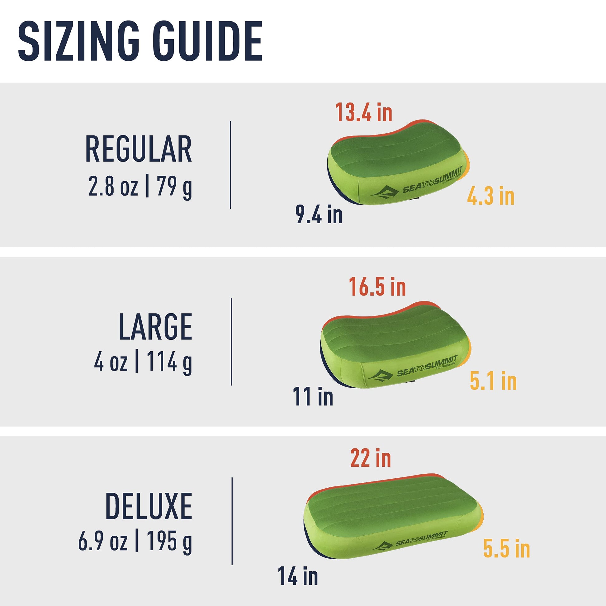 Sea to Summit Aeros Premium Inflatable Pillow, Regular, Lime