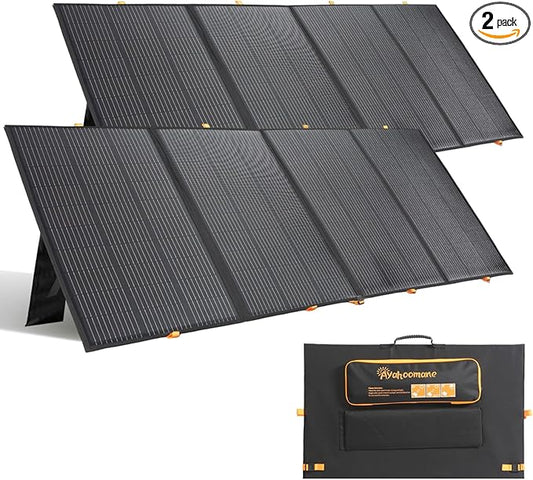 800W Portable Solar Panel,2pcs 400W,Foldable Solar Panel Power Backup,36V Output Solar Charger for Power Station Off Grid Outdoor Activities, RV, Marine,Camping, Solar Generator, IP67 Waterproof