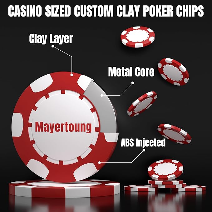 25 Custom Clay Poker Chips, 40mm Heavy 11.5g Casino Sized Personalized Poker Chips with Your Logo, Image or Text, Custom Drink Tokens for Bar, Party, Tournaments, Golf Club or Events