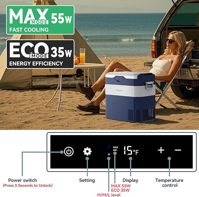 12 Volt Refrigerator Car Fridge Portable 12V 45 Quart Freezer Compressor Cooler 12V/24V DC 110～240 V AC for Truck Van RV Camper SUV and Home Use