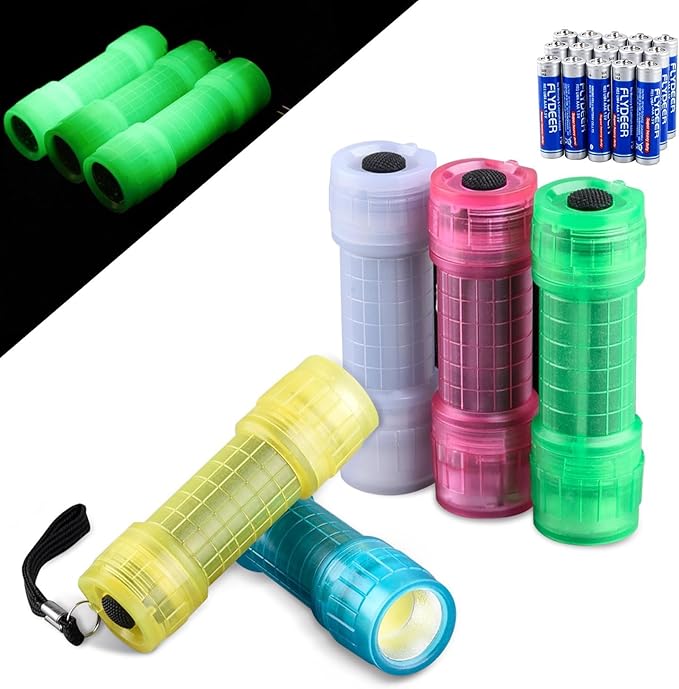 KunHe 5 Pack Glow in Dark Flashlights Mini Flashlight for Kids, Bulk flashlights with Batteries Included for Teaching Kids Birthday Party Christmas Gifts Stocking Stuffers