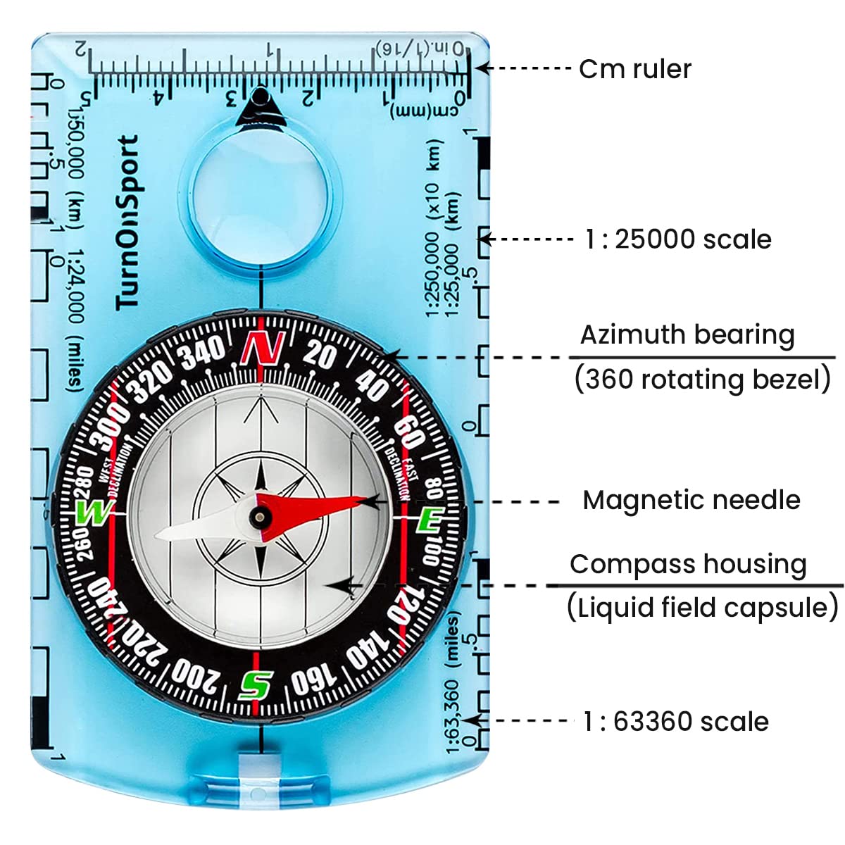 Orienteering Compass Advanced Scout for Hiking Camping Navigation Blue