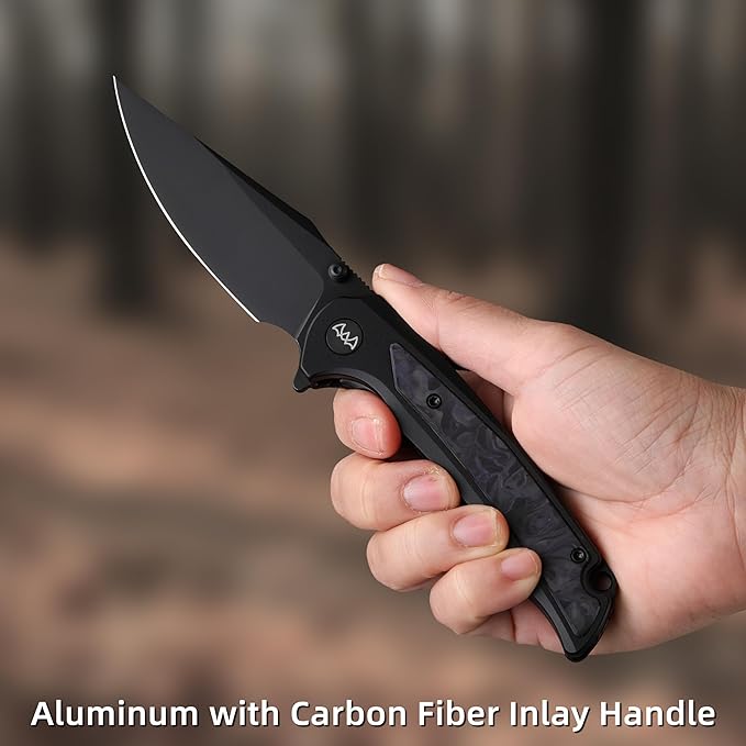 EDC Pocket Knife, 3.6" 14C28N Aluminium With Steel Inlay Handle, Folding Knife for Camping Hiking Hunting Outdoor