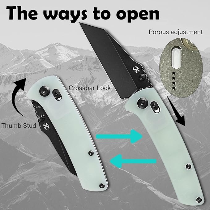KANSEPT Main Street Pocket Folding Knife, 3.36''Black Ticn Coated 154CM Sharp Steel Blade, Jade G10 Handle with Axis Lock and Thumb Stud, Perfect Clip for Camping Hiking Fishing Everyday Carry T1015v7