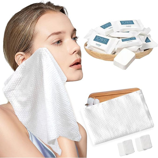 Disposable Compressed Face Towels, 48 Pack Individually Wrapped, 11.8" × 9.5" Pure Cotton Travel Towels, Quick-Expand, Ultra Absorbent & Thickened Portable Towels