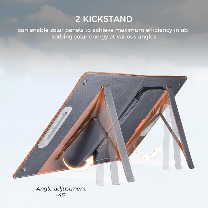 Flashfish 60w 18v Foldable Solar Panel, High-Efficiency Charger with DC Output & QC3.0 USB for Portsfor Portable Power Station, Solar Generator, Camping & Outdoor