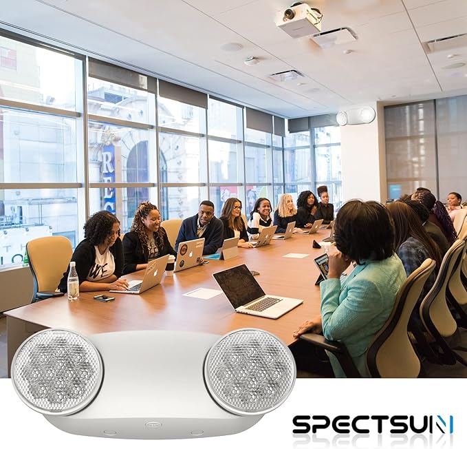 SPECTSUN 8 Pack LED Exit Emergency Light Combo with Battery Backup-US Standard Commercial Corded Emergency Exit Sign Lights for Home Power Failure,UL 924 Certified,White Emergency Lighting Exit Signs