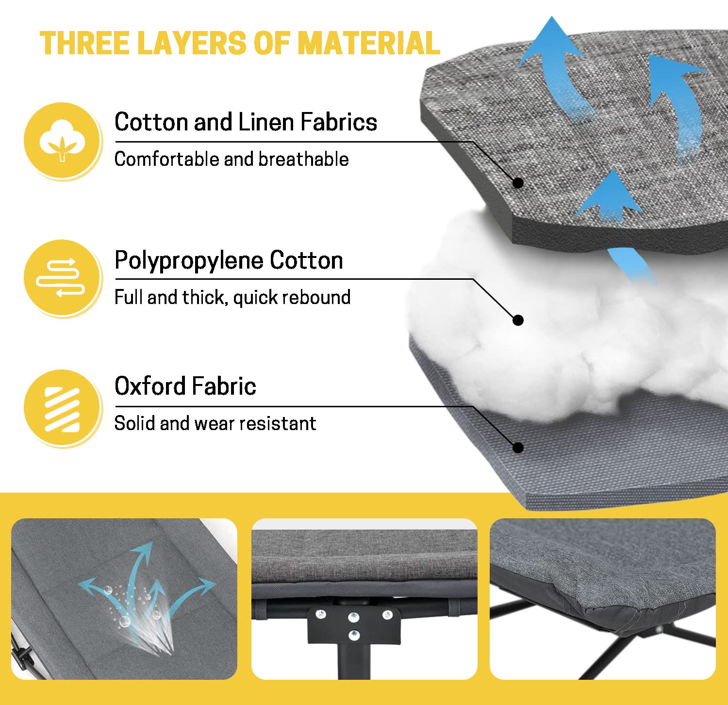 ATORPOK Folding Camping Cot for Adults with Cushion and Pillow