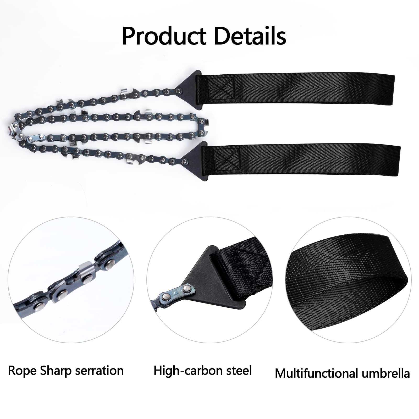 Sucrain Pocket Chainsaw with Paracord Handle, Folding Chain Hand Saw, Emergency Outdoor Survival