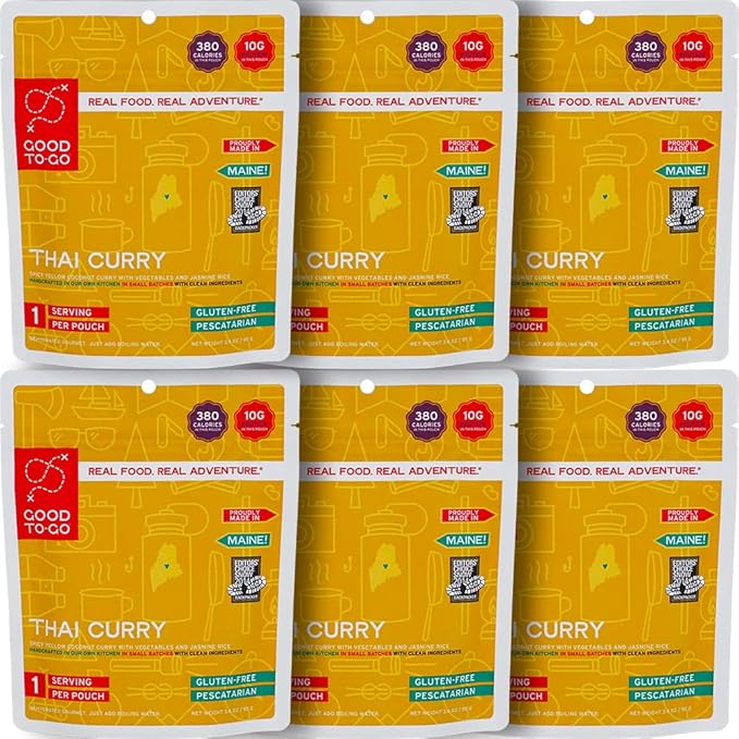 GOOD TO-GO Thai Curry | Camping & Backpacking Food | Just Add Water Backpacking Meals | Good To-Go Dehydrated Meals Taste Better Than Freeze Dried Food