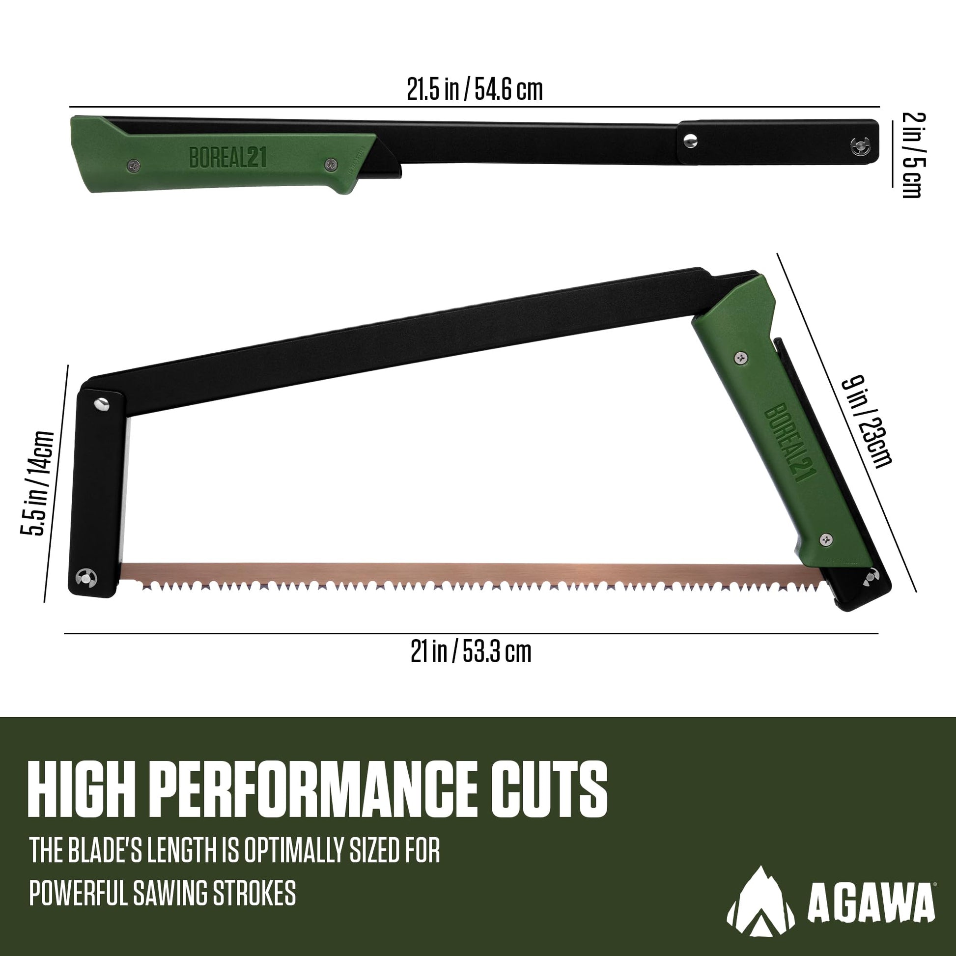 AGAWA - BOREAL21-21 Inch Folding Saw with All-Purpose Saw Blade - Camping Gear For Hiking, Fishing