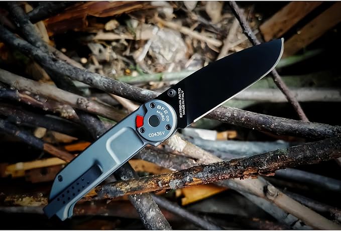 Extrema Ratio - BF2 CD M390 (Grey) Folding Knife, M390 steel blade 60 HRC, grey satin finish, anodized aluminum handle, reversible clip, ergonomic design, Italian craftsmanship, durable folding knife