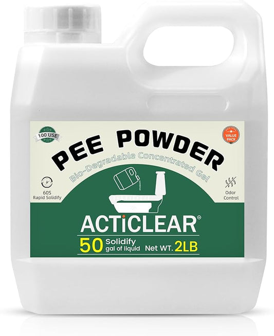 Pee Powder Gel - 2/4lb Rapid 60-Second Absorption & Odor Neutralizer for Portable Toilets, Camping, and Outdoor Essentials