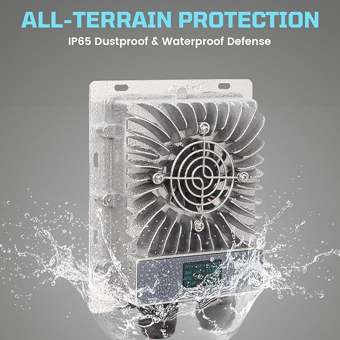 40A MPPT Solar Charge Controller 600W,12V/24V Auto, LCD Display, 99.5% Efficient, IP65 Waterproof, for Lead Acid/Lithium/LiFePO4 Battery, RV, Boat, Off-Grid Solar Panel Regulator