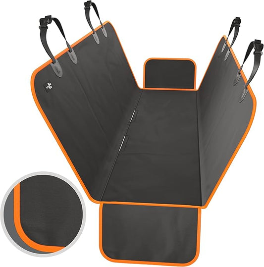 Active Pets Dog Car Seat Cover Car Seat Protector- Seat Cover for Back Seat of SUVs, Trucks, Cars - Waterproof & Convertible Hammock for Car Backseat - Dog Travel Accessories- Orange
