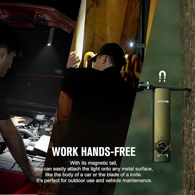 OLIGHT Arkfeld EDC Flat Flashlight, 1000 Lumens White LED Light with Green Beam Combo, Power by Rechargeable Built-in Battery for Outdoors, Emergency, Work (OD Green CW)