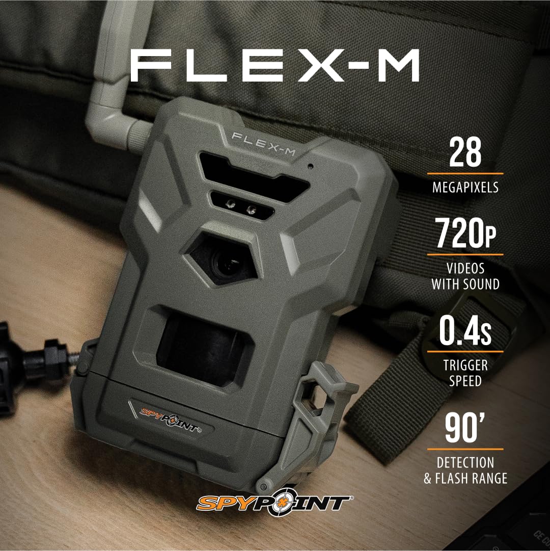 SPYPOINT Flex-M Cellular Trail Camera - Best Hunting Accessories, No WiFi Needed, Night Vision