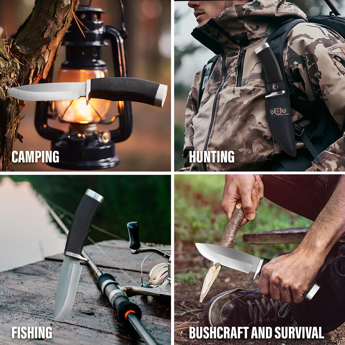Hunting Knife with Sheath Survival Knives for Men - Best Tactical Camping Hunting Hiking Knife