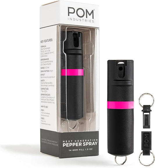 POM Pepper Spray Keychain, Quick Key Release for Instant Access, Flip Top Safety, Maximum Strength