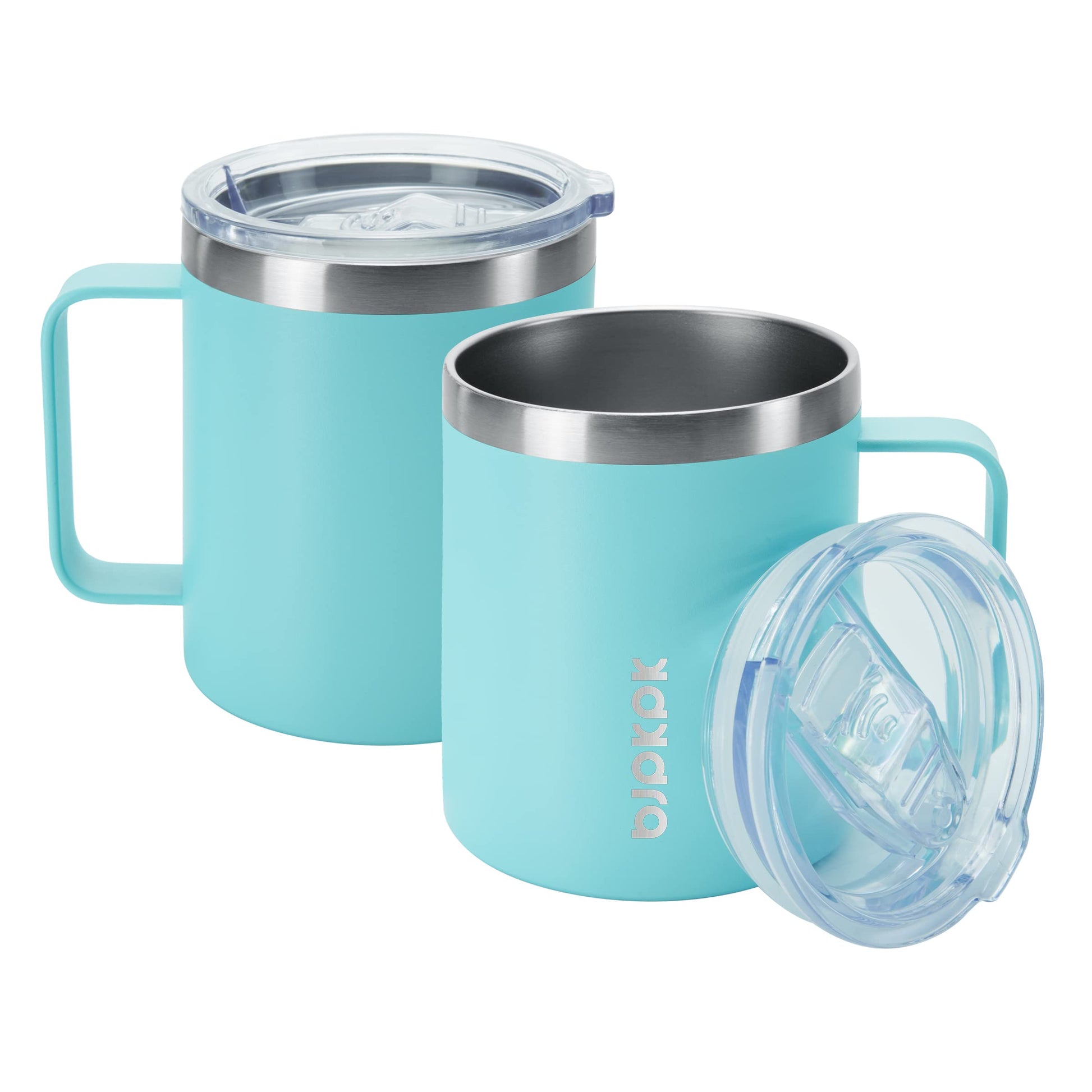 BJPKPK 2PCS Insulated Coffee Mug with Lid, 14oz Stainless Steel Tumbler