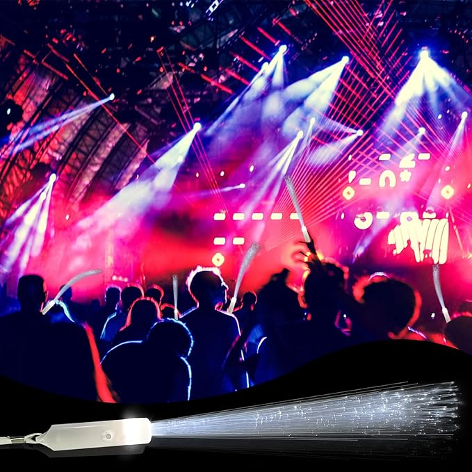 M.best 15pcs Glow Sticks LED Light up Wedding Wands, 3 Flashing Modes Glow in The Dark White Fiber Optic Wands Party Favors Supplies for Kids Birthday Wedding