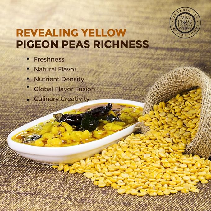 Pride Of India - Indian Split Yellow Pigeon Peas - Protein & Fiber Rich Toor (Arahar) Dal, 1.5 Pound Jar