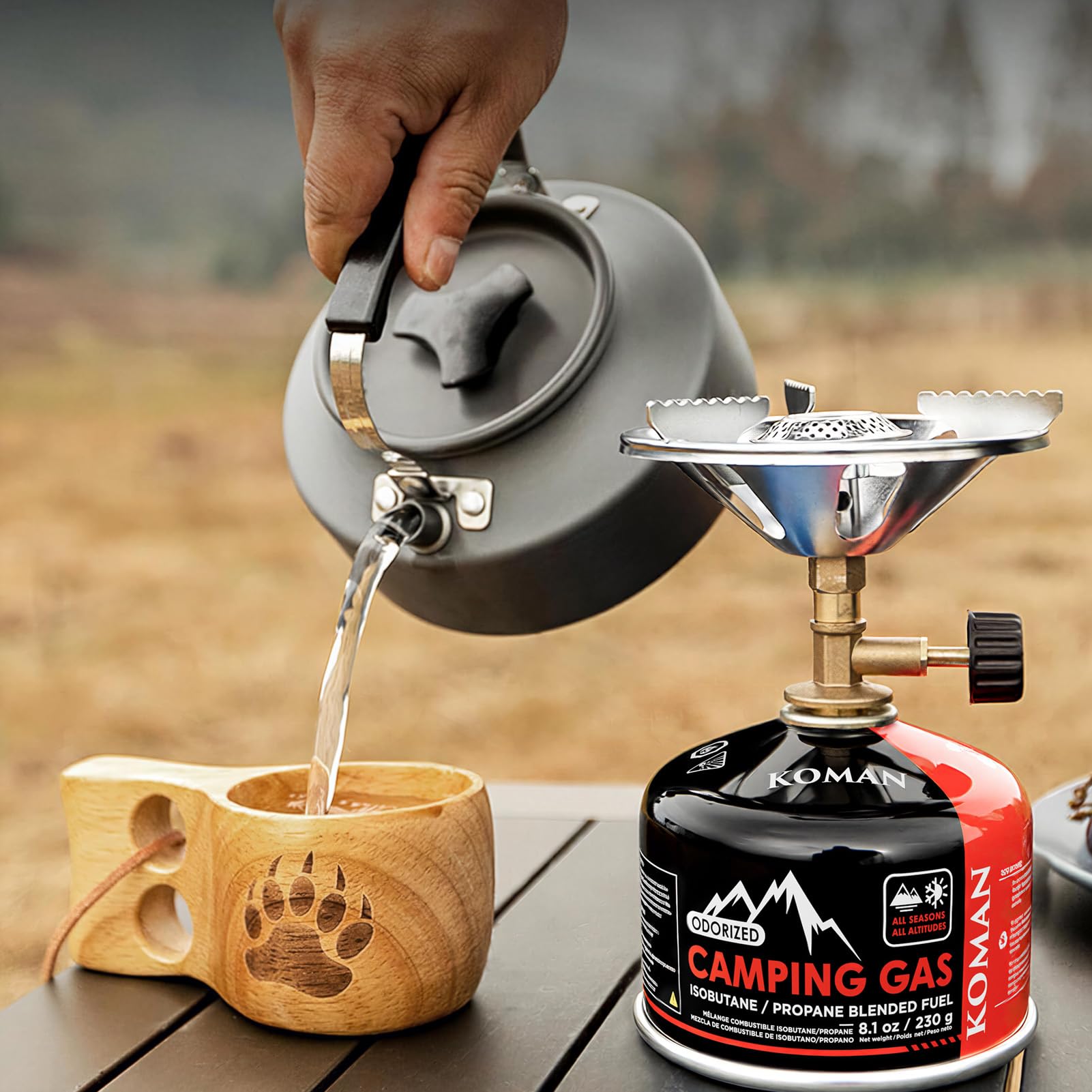 KOMAN Isobutane Fuel Canister 230 Gram Camping Stove Fuel Butane Propane Blend Camping Fuel Gas