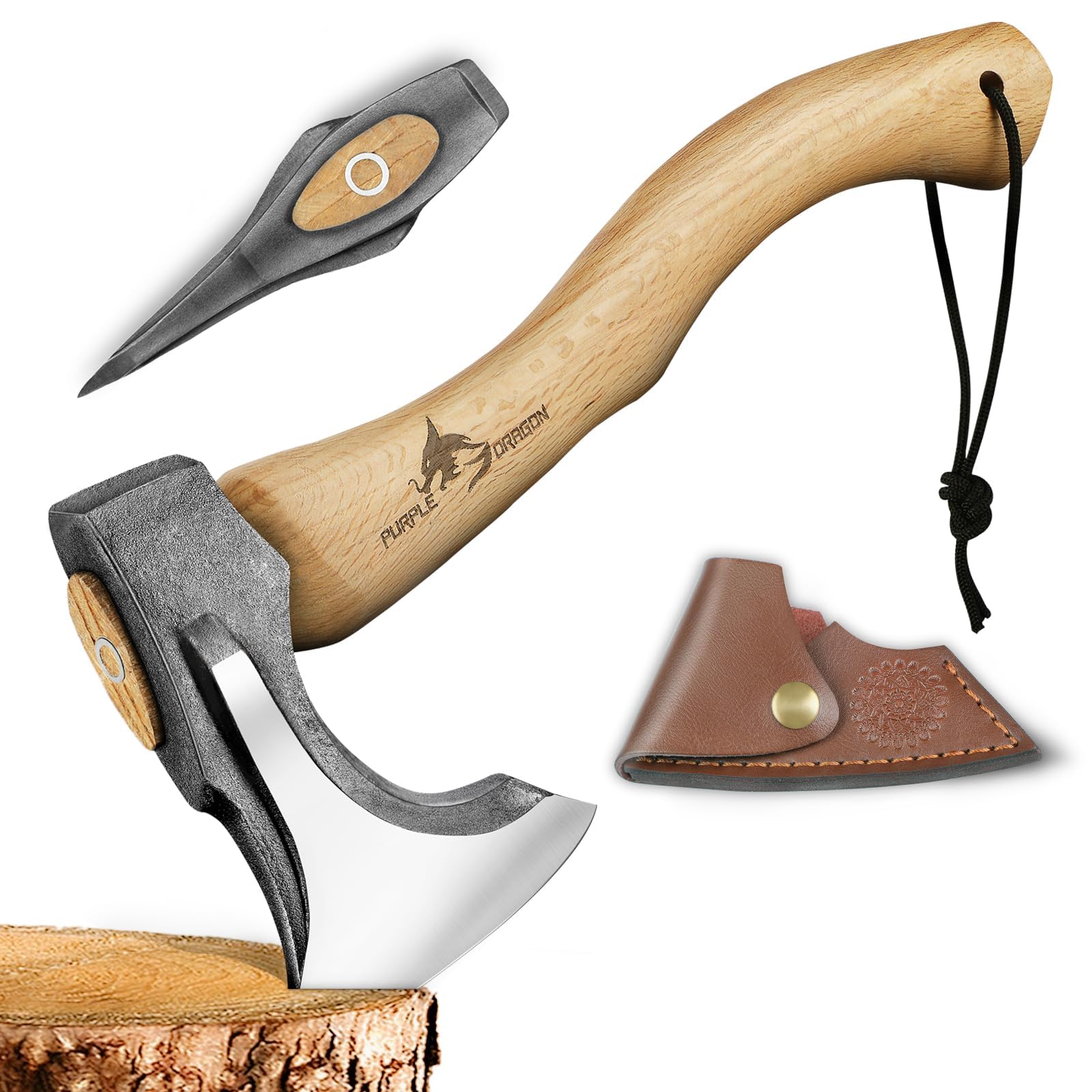 Purple Dragon Camping Hatchet 14.7 Inch Hand Forged Splitting Axe