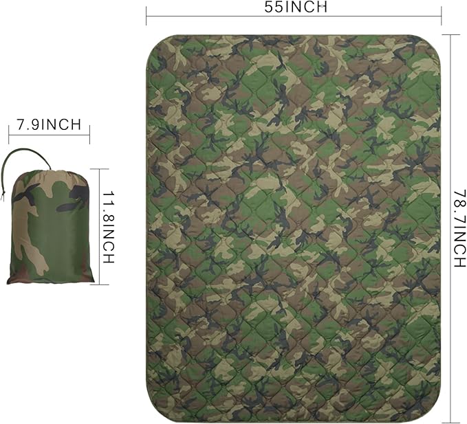Poncho Liner Military Insulation Outdoor Camping Blanket for Travel, Beach, Grass, Picnic, Car Emergency, Outdoor, Survival