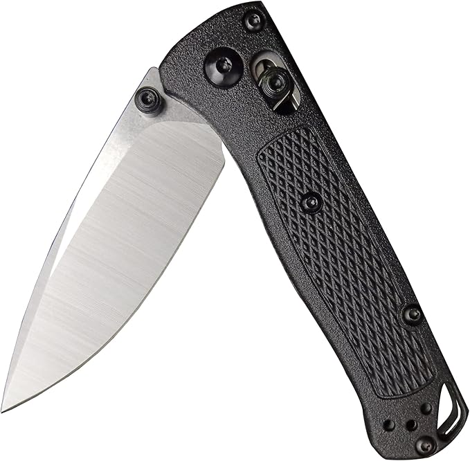 HUAAO Mini Folding Pocket Knife, Plain Edge, Thumb Stud Manual Open, Glass Reinforced Nylon Grivory Handle with Belt Clip for EDC Camping(440C blade)