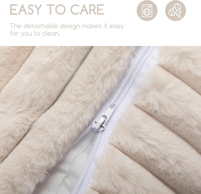 Hollypet Cat Bed Fluffy Plush Mutifuctional Double-Layer Soft Pet Couch Orthopedic Sofa Nest Beds for Small Cats and Dogs, Cream (25x20x13 inch)