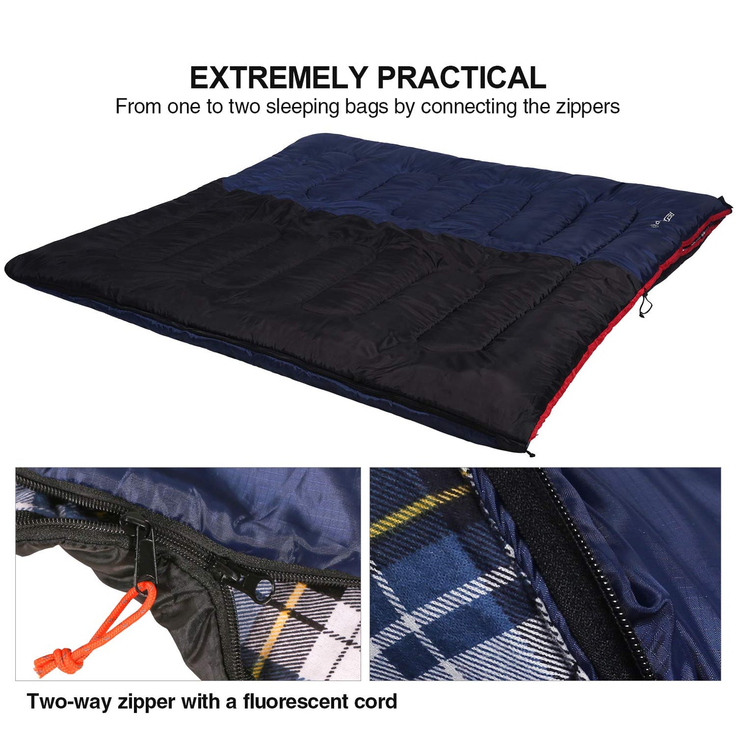 REDCAMP Outdoors Cotton Flannel Sleeping bag for Camping Hiking Climbing Backpacking, 3-season Trip