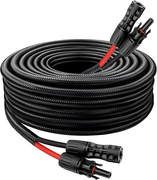 Solar Panel Extension Cable - 8AWG 15FT Solar Wire with Female & Male Waterproof Connector Flame Retardant Protective Sleeving PV Wire for RV, Photovoltaic Systems, Home, Boat, Solar Panels, Car