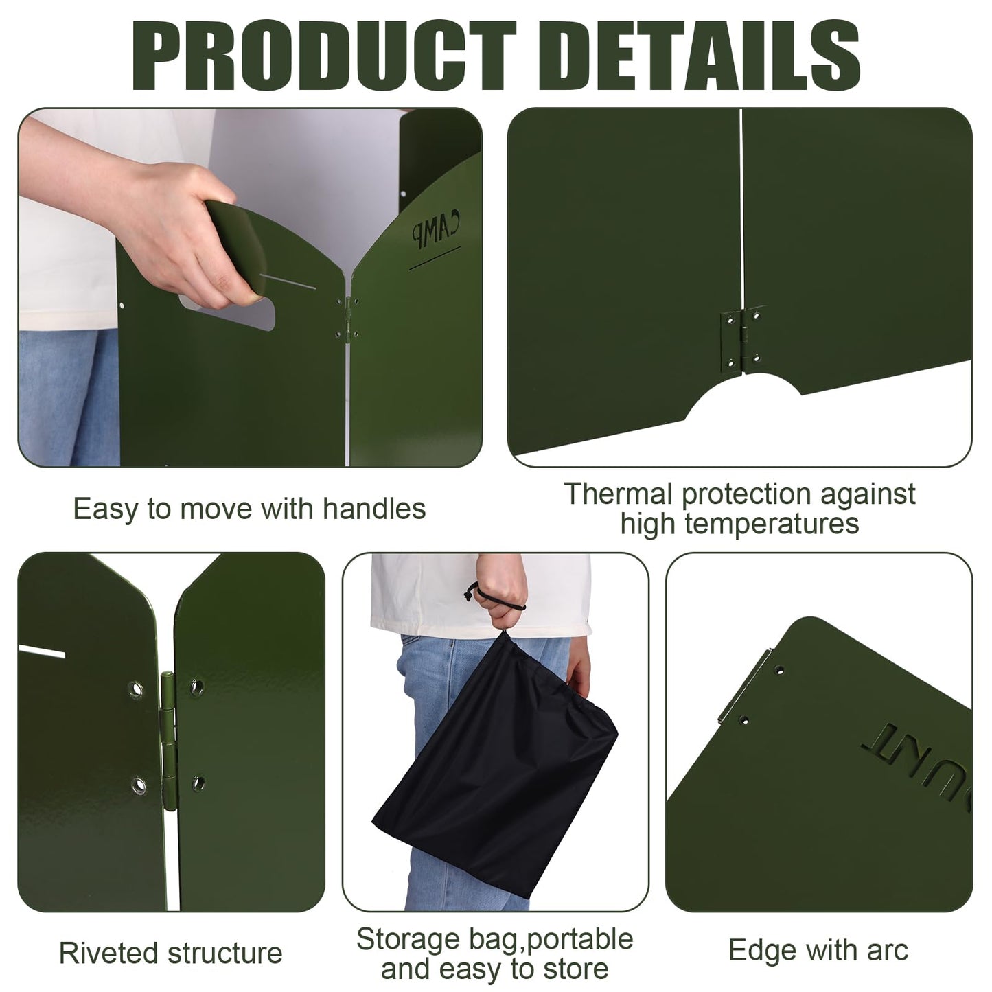 Camping Stove Windscreen 4 Plates Steel Camp Stove Windscreen Folding Outdoor Picnic Cooker Stove