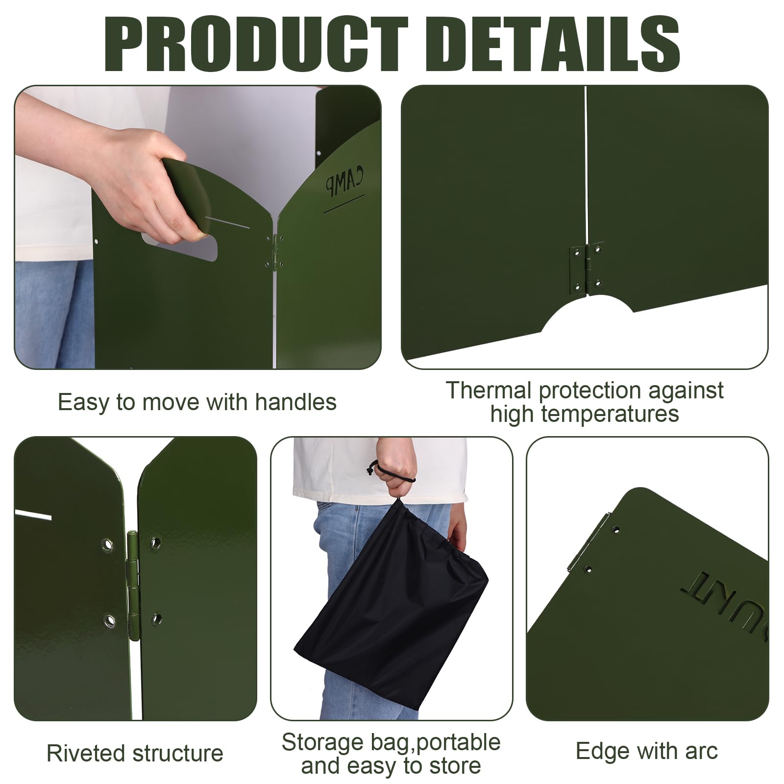 Camping Stove Windscreen 4 Plates Steel Camp Stove Windscreen Folding Outdoor Picnic Cooker Stove