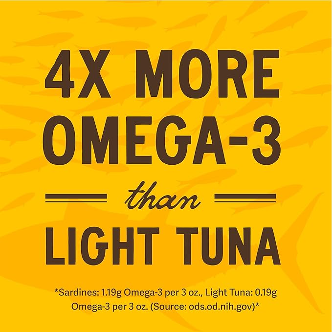 Season Sardines in Extra Virgin Olive Oil - Wild Caught, 22g of Protein, Keto Snacks, More Omega 3's Than Tuna, Kosher, High in Calcium, Canned Sardines - 4.37 Oz Tins, 24-Pack
