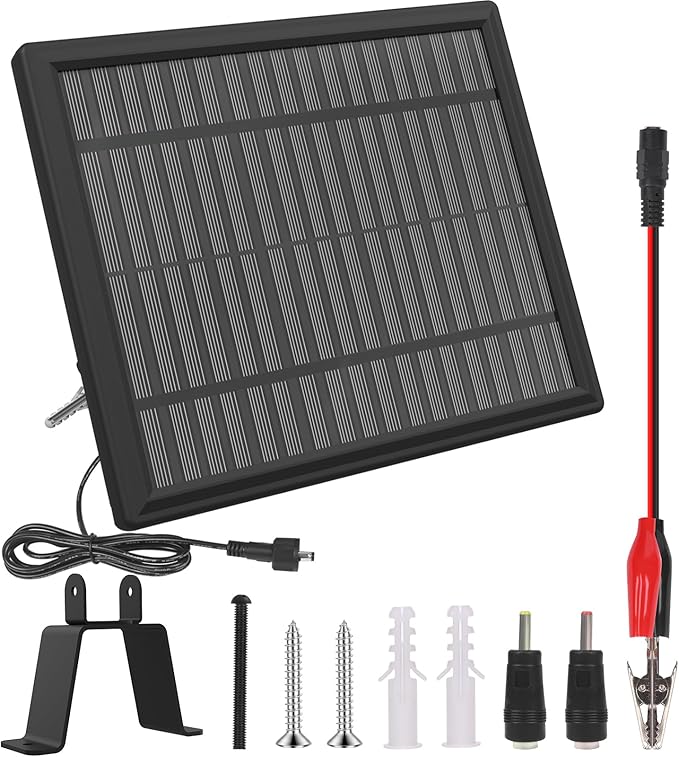 12V 3.6W Solar Panel Charger for Deer Feeders ??Waterproof Solar Battery Maintainer & Trickle Charger for Game Timers, Game Feeders & 12 Volt Rechargeable Batteries with Bracket & Alligator Clips