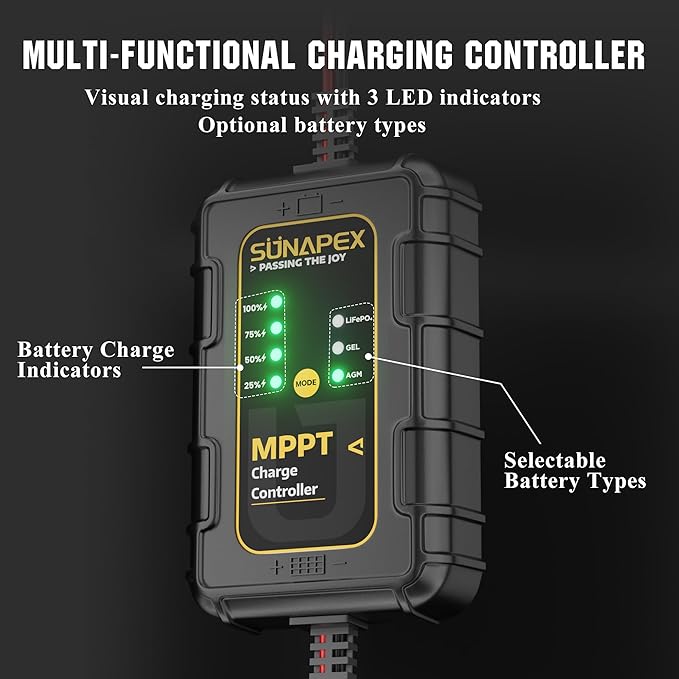 SUNAPEX 30W Flexible Solar Panel with MPPT Charge Controller, Solar Battery Charger Maintainer, 12V Waterproof Solar Trickle Charger for Car, Motorcycle, Boat, Marine, RV, Trailer, Tractor,Truck, etc