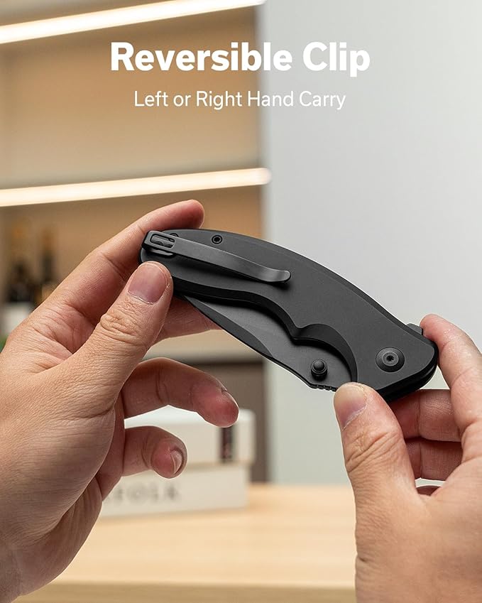 SENCUT Cybrix Folding knife, Pocket Knife with 3.46" 9Cr18MoV Blade Aluminum Handle, EDC Knife Reversible Clip for Men Women Camping Hunting Hiking (Black)