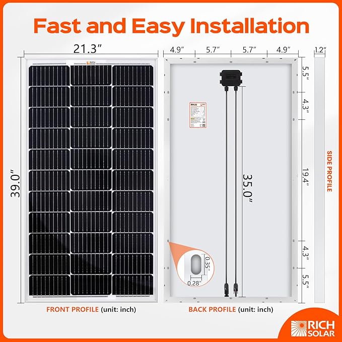 RICH SOLAR 200 Watt 12 Volt Monocrystalline Solar Panel 2 Pack of 9BB Cell 100W High Efficiency Solar Module Charge Battery for RV Trailer Camper Marine Off Grid