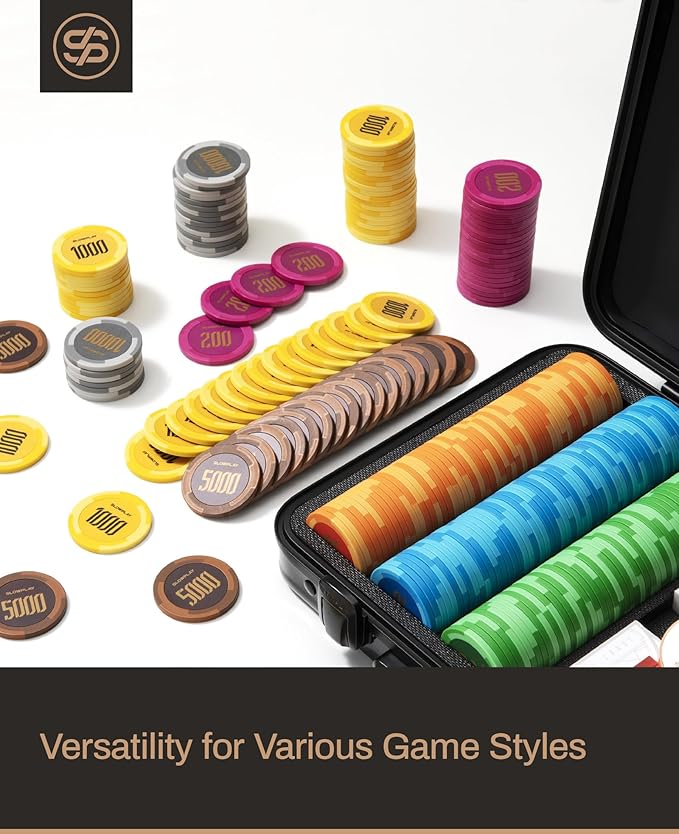 SLOWPLAY Godel Clay Poker Chips, 14 Grams Heavyweight Clay Composite, 40mm Large Chips in Bulk, Pack of 50 with Denomination of 1