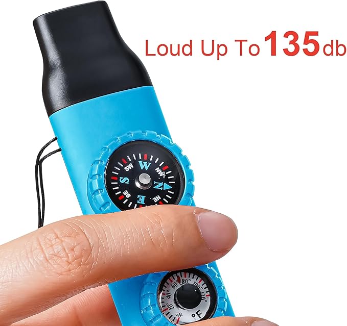 Emergency Survival Safety Whistle，Whistle for Kids with Lanyard,Compass,Thermometer,Ideal for Kayaking, Boating, Hiking, Camping, Climbing